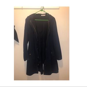 Long navy blue lightweight jacket